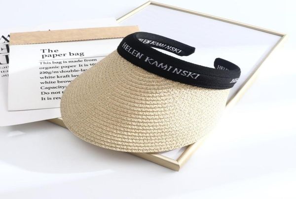 

summer helen kaminski beach straw hat casquette femme wide brim empty sun visor hats for women sunshade bonnet 2207074254372, Blue;gray