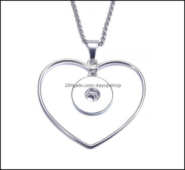 

pendant necklaces noosa snap button jewelry heart circle necklace with link leather chain fit 18mm women drop delivery 202 dayup4731766, Silver