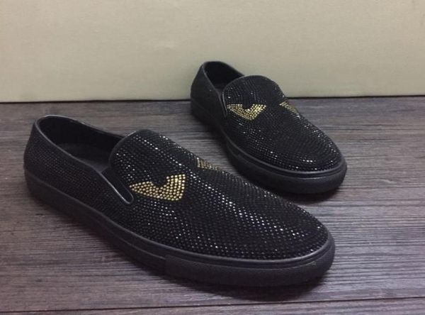 

new luxury genuine leather men slippers superstar casual low rivets men loafers round toe flat wedding dress shoes size 38458929404, Black