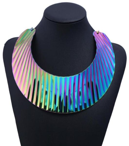 

punk style wrinkled metallic neck collar fashion jewellery047733384073276, Golden;silver