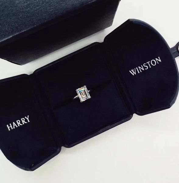 

fashion2020 early spring series single diamond ring s925 silver plated 18k gold emerald cut women039s fashion jewelry7429880, Golden;silver