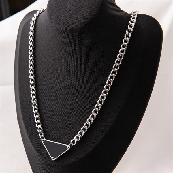 

triangle necklace men and women geometric cuban chain designer letters fashion pendant321b, Silver