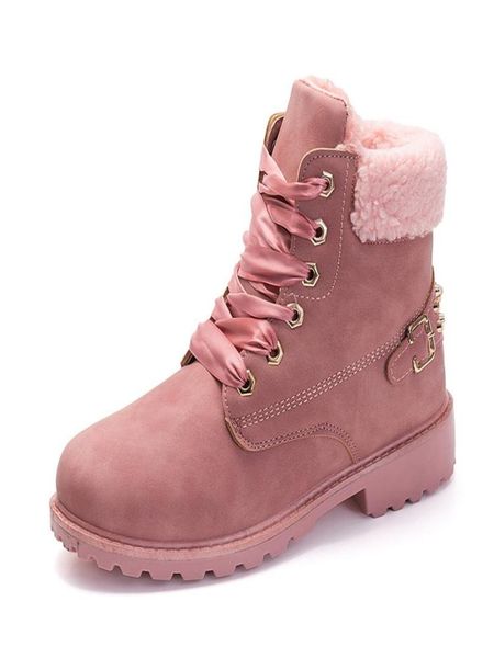 

women boots 2019 ankle boots casual women shoes round toe motocycle boot warm fur winter snow ladies botas mujer8998389, Black