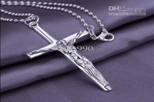 

fashion jewelry 925 silver plated cross of jesus pendant necklace 10pcslot2266436