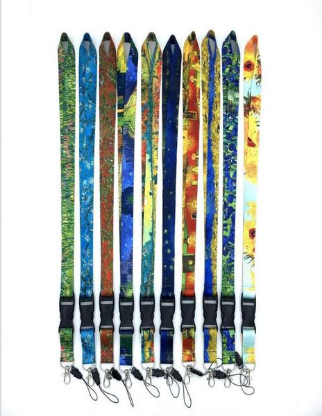 

whole 10pcslot oil painting lanyards art neck strap phone keys id card holder lanyard for keys diy hanging rope4933253, Silver