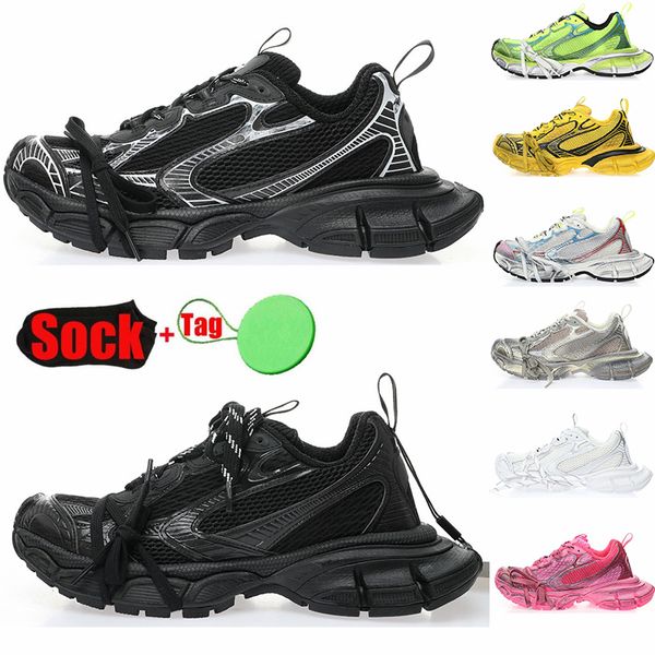 

3xl sneakers worn out sneakers dirty old triple black white paris light paris yellow red fashion luxury man vintage sport casual chunky trai
