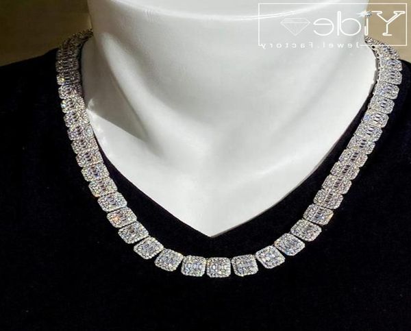 

men039s baguette tennis cuban chain bling diamond choker icy necklace8551685, Silver