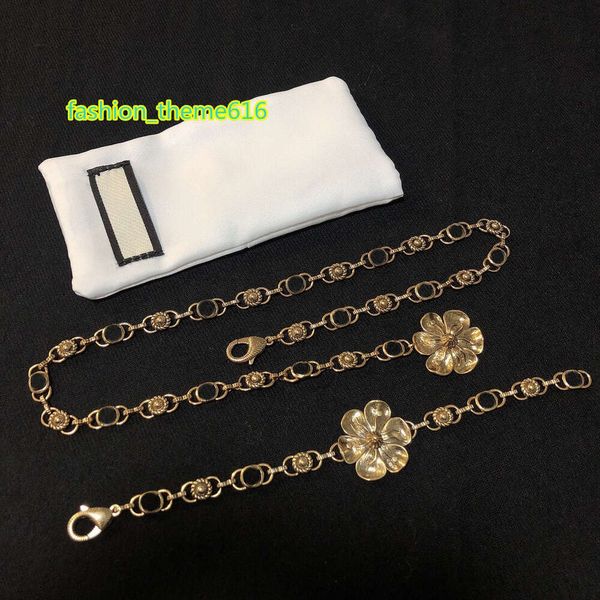 

fashion brass chain necklace letters for man woman flower designer bracelet chains jewelry supply, Golden;silver