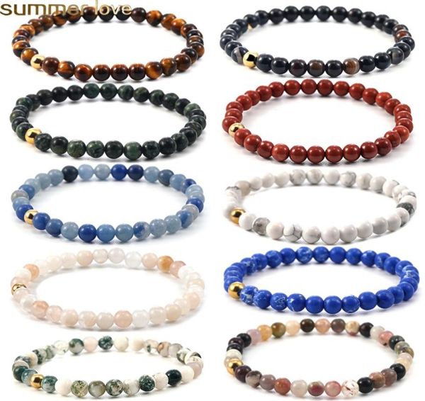 

6mm fashion design natural stone healing agate stretch beaded bracelet women men handmade precious gemstone yoga balance bracelets4191052, Black