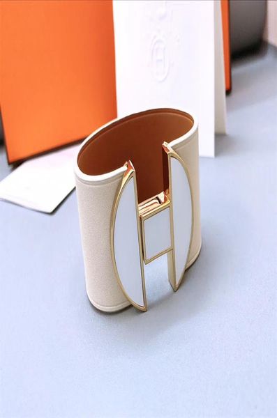 

luxury designer jewelry mens bracelets fashion designer bangles wide leather bracelet lovers h bracelet1100717, Black