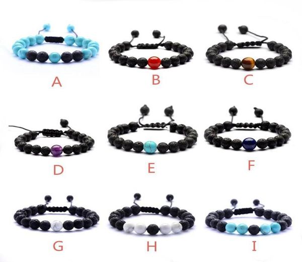 

9 styles 8mm natural black lava stone beads turquoise bracelet essential oil perfume diffuser bracelets women yoga jewelry6596935