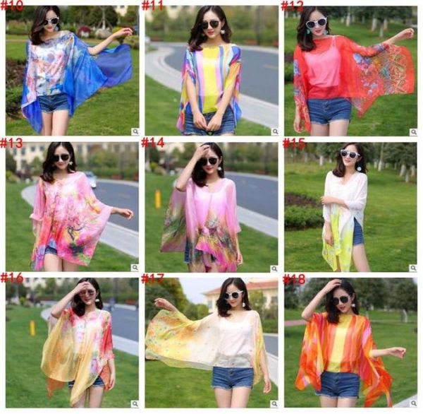 

floral bikini cover ups flower beach smock fashion bohemian sarong chiffon wrap pareo driving scarves sunscreen shawl poncho beach3757165, Blue;gray