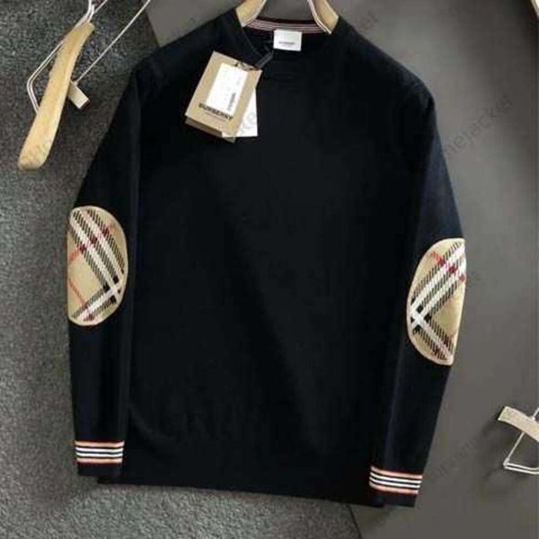 

designer men's sweater sleeve patch autumn and winter fashion versatile slim fit knit official color block, White;black