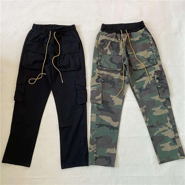 

multiple pockets camouflage pants men women 1 quality cargo pants trousers, Black