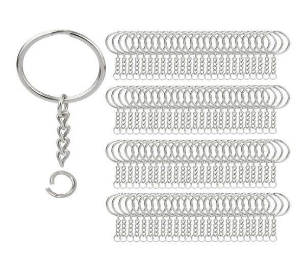 

200pcs split key chain rings with chain silver key ring and open jump rings bulk for crafts diy 1 inch25mm7332187