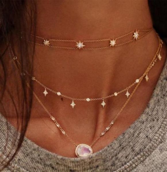 

moonstones cz station jewelry chain elegant women stunning lovely necklace fashion modern faced stone chic necklaces92805684547682, Silver