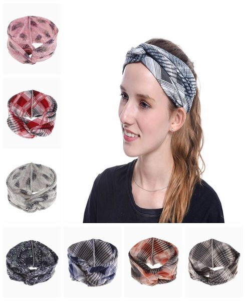 

women headbands new fashion girls sports headband printing leaf grid design head wraps winter elastic streetwear accessories8120802, Slivery;white