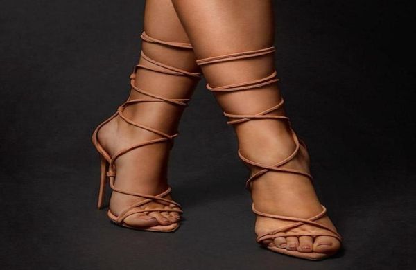 

fashion sandals women 2021 new summer pointy ankle strap stiletto heels 12cm high heels women open shoes large size 34451338011, Black