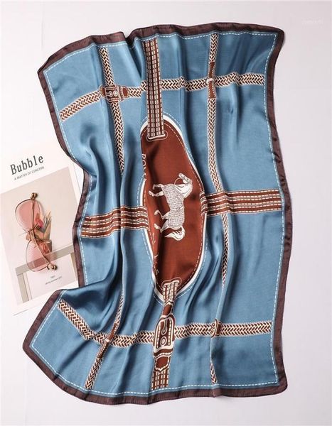 

2020 women silk scarf neck hair band square scarves animal horse print lady small shawls and wraps foulard head kerchief14891268, Blue;gray