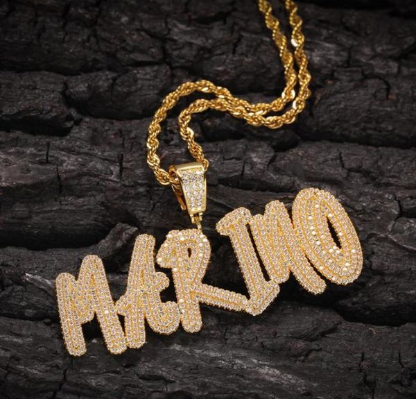 

az custom name letters necklaces mens fashion hip hop jewelry iced out gold initial letter pendant necklace9510661, Silver