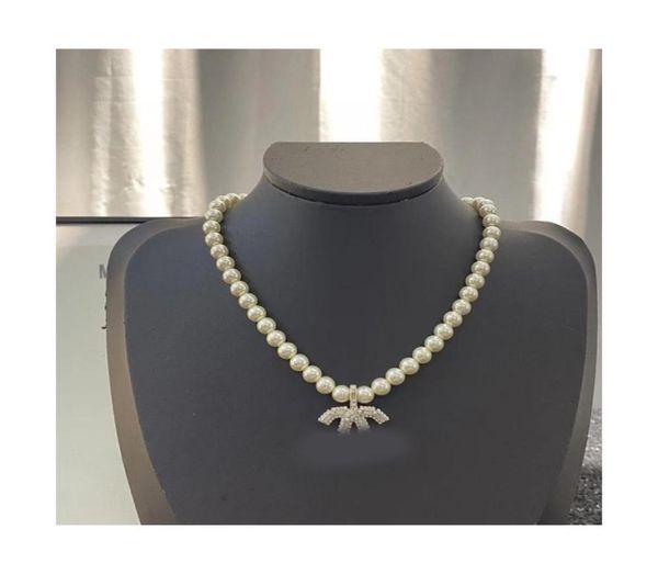

18 style double letter pendant necklaces 18k gold plated crysatl pearl rhinestone sweater necklace for women wedding party jewerlr6482406, Silver