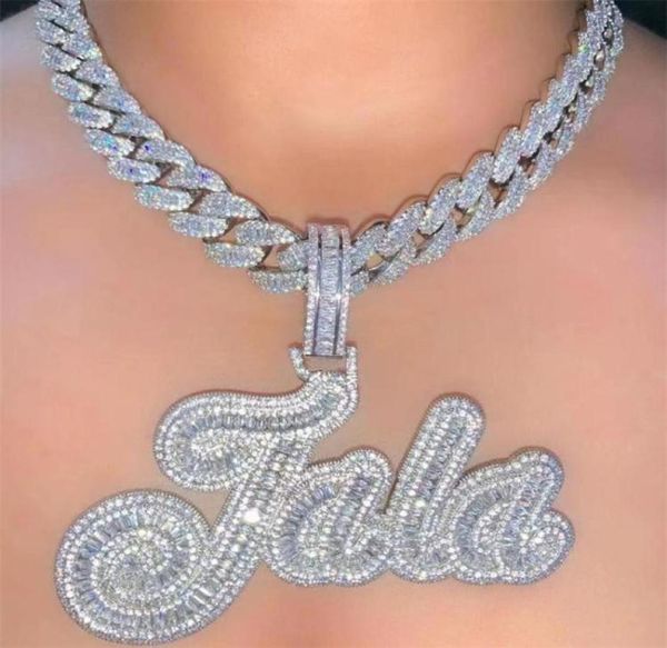 

bling cz men women necklace gold plated custom name letters pendant necklace with 24inch rope chain nice jewelry gift1932873, Silver