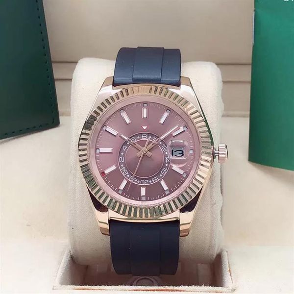 

automatic mechanical wristwatch men's 42mm stainless steel watchband tape watchband sports waterproof luminous w238w, Slivery;brown