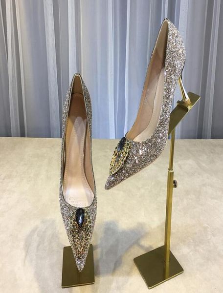 

women wedding bridesmaid shoes rhinestone glitter high heels shoes champagne simplicity pointed toe fashion lady dress single1840870, Black