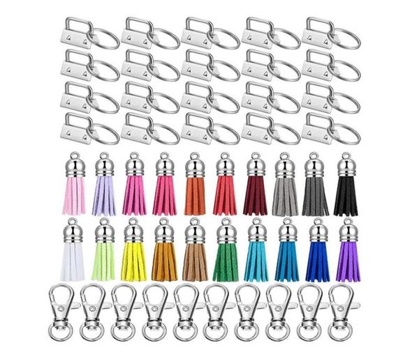 

keychains 60 pcs key fob hardware set include 20 keychain tassel swivel snap hook for chain supplies8996998, Silver