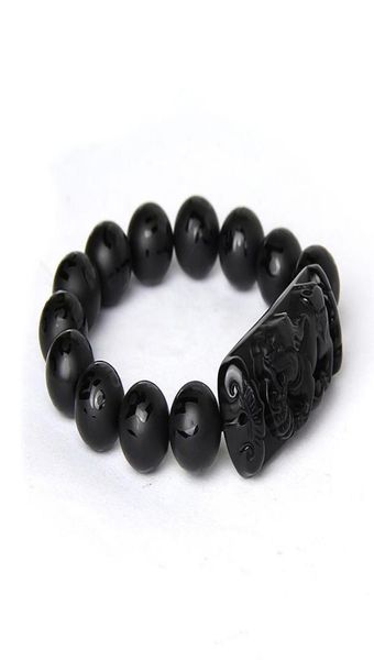 

whole scrab black natural obsidian stone bracelet six words buddha beads pixiu bracelets for men women fashion bless jewelry b3440985