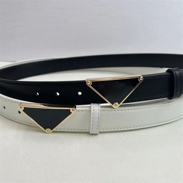 

womens genuine leather mens ceinture homme belts for men designer triangle belts black smooth gold buckle 2.8cm dress belts w4km#, Black;brown