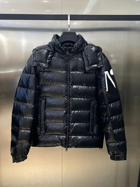 

monclairer saulx arm badge m letter mens down jacket winter hooded puffer jacket fashion designer warm coat size 1--5, Black