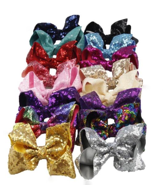 

6 inch rainbow sequin hair bow bling bows hair clip baby girl rainbow ie jojo bows 16 style4441292, Slivery;white