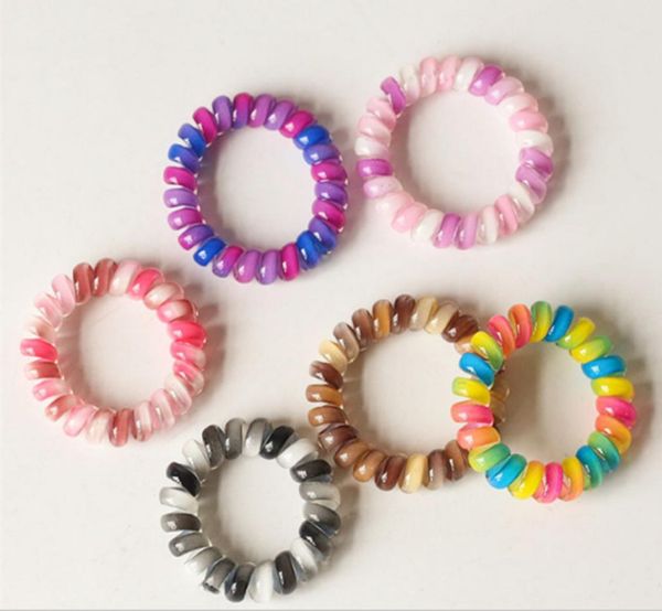 

8 color gradient telephone wire hairband gradient colorful ponytail holder elastic phone cord line hair tie hair accessories zjj182659430, Slivery;white