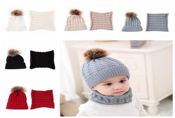 

2 pieces baby beanies cap set baby kid solid color plush ball baby girls hat and scarf set winter warm caps for boys newborn hat3534764, Yellow
