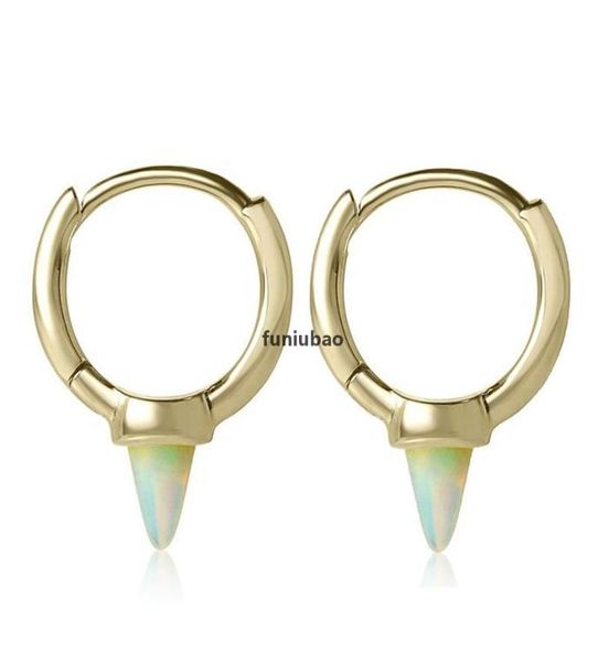 

jh 925 sterling silver vermeil jewelry mini small huggie hoop with opal turquoises spike earring for women cx2008015835531, Golden;silver