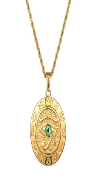 

fashion men designer gold silver color eye of horus pendant necklaces hip hop jewelry 60cm long chain punk mens necklace for gifts4360035
