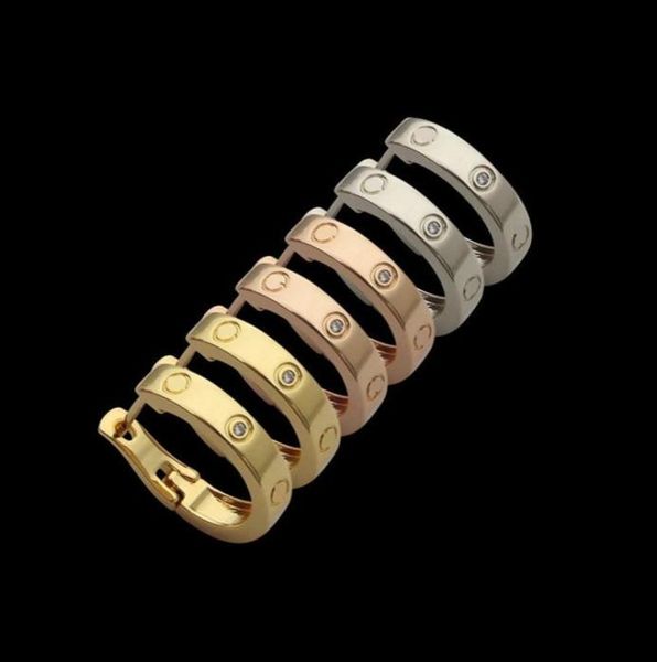

3 colors classic style women designer studs copper nail pattern with cubic zirconia fashion earrings engagement couple8501137, Golden;silver