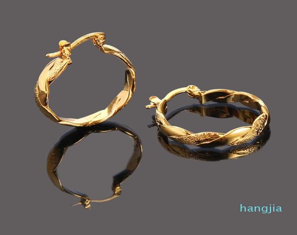 

22k 23k 24k thai baht fine yellow gold gp earrings hoop e india jewelry brincos wave5097874, Golden;silver