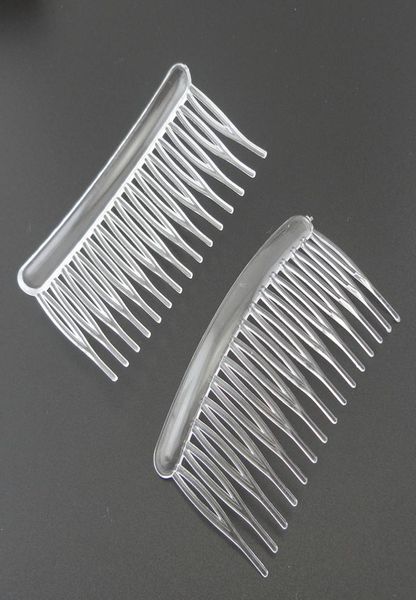 

20pcs 15teeth medium size 45cm80cm white clear plain plastic hair combs for diy hair accessoriesside combs for bridal wedding4258500, White;golden