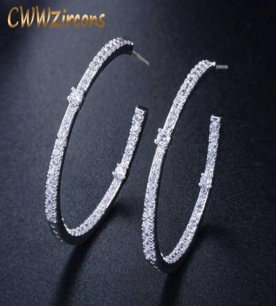 

fashion ladies loop earring round circle micro pave cubic zirconia crystal big hoop earrings jewelry gift cz428 2107148846702, Golden;silver