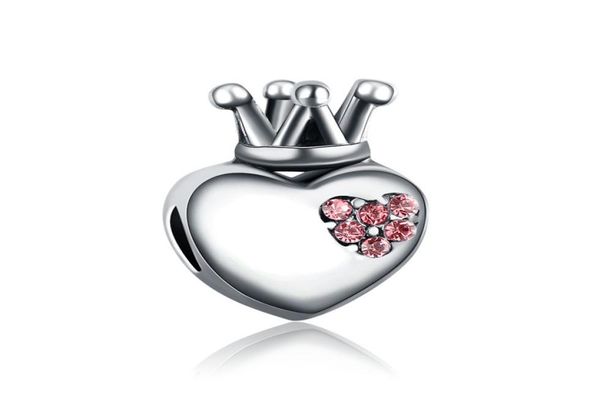 

love heart crown bead with crystal european spacer charm fit chamilia biagi bracelet fits bracelets charm beads2168651, Bronze;silver