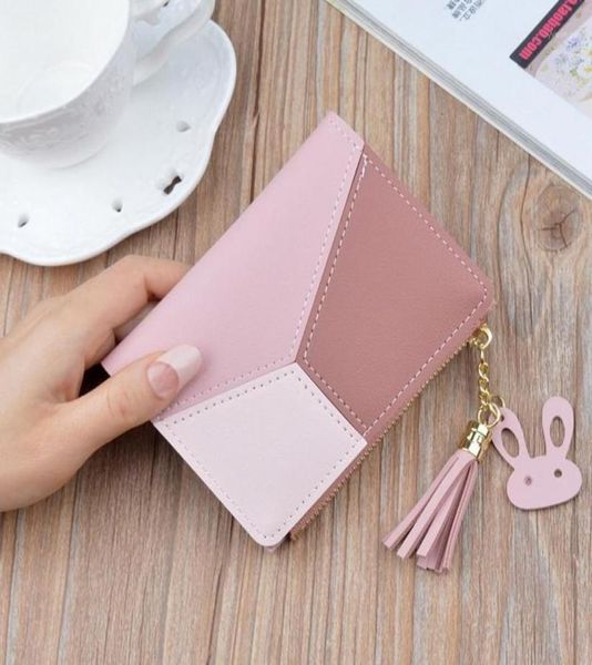 

wallets women small leather purse ladies card bag for 2021 female money clip wallet19067978, Red;black