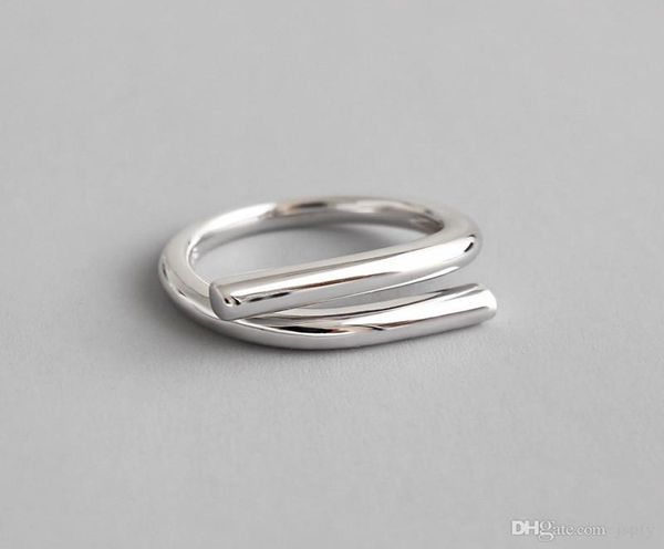 

100 925 sterling silver irregular parallel and staggered open rings for women sterling silver 925 jewellery statement ring8895422