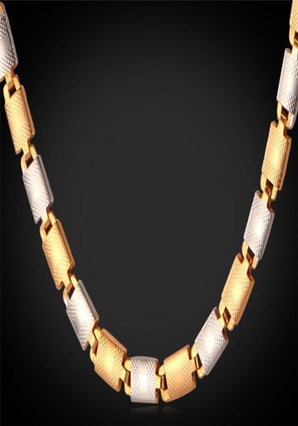 

platinum 18k real gold plated new trendy 22039039 fancy italy two tone gold chain necklace9093479, Silver