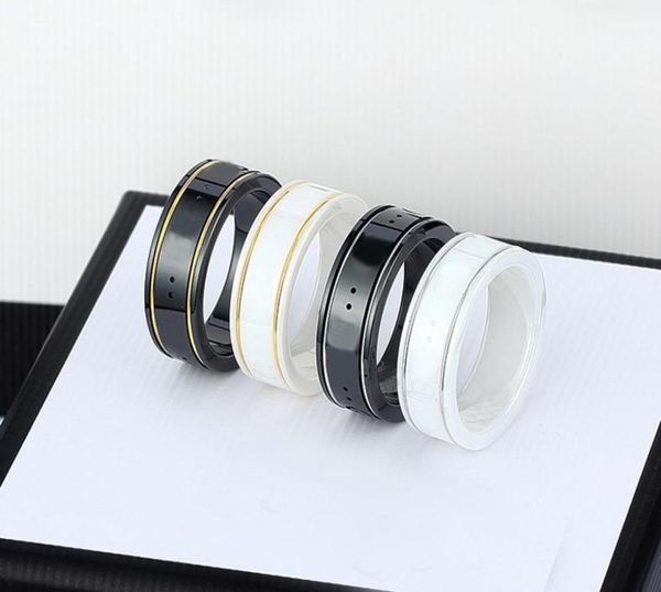 

2022 ceramic band rings black white for women men jewelry gold silver ring5254485