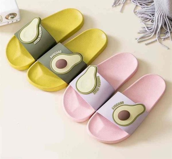 

women summer slippers beach slide sandals flip flops cartoon fruits avocado thick bottom comfort men ladies couple girls shoes 2101612931, Black