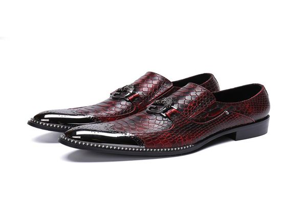 

fashion snake skin pattern genuine leather men shoes bullock carved men dress shoes office business shoes5006584, Black
