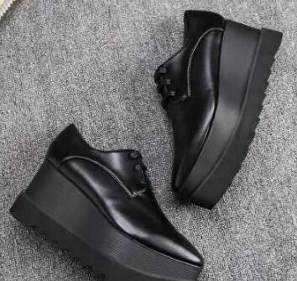 

new whole 2017 summer stella mccartney women shoes green metallic genuine leather platform9612332, Black