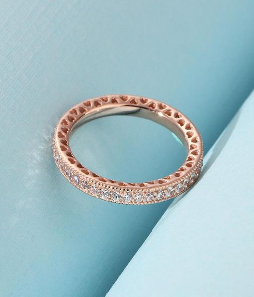 

rose gold sparkle hearts ring women mens full cz diamond wedding jewelry for sterling silver girlfriend gift rings with original box6341165, Slivery;golden